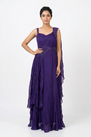 INDIGO Gown with Attached Dupatta