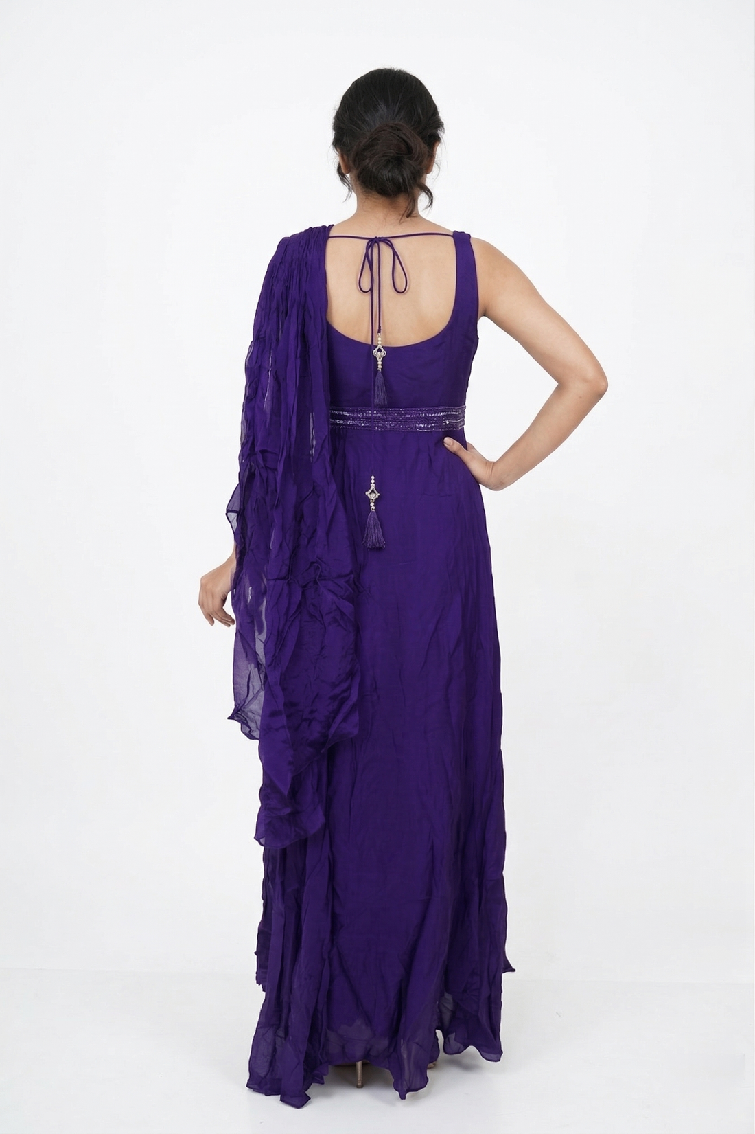 INDIGO Gown with Attached Dupatta