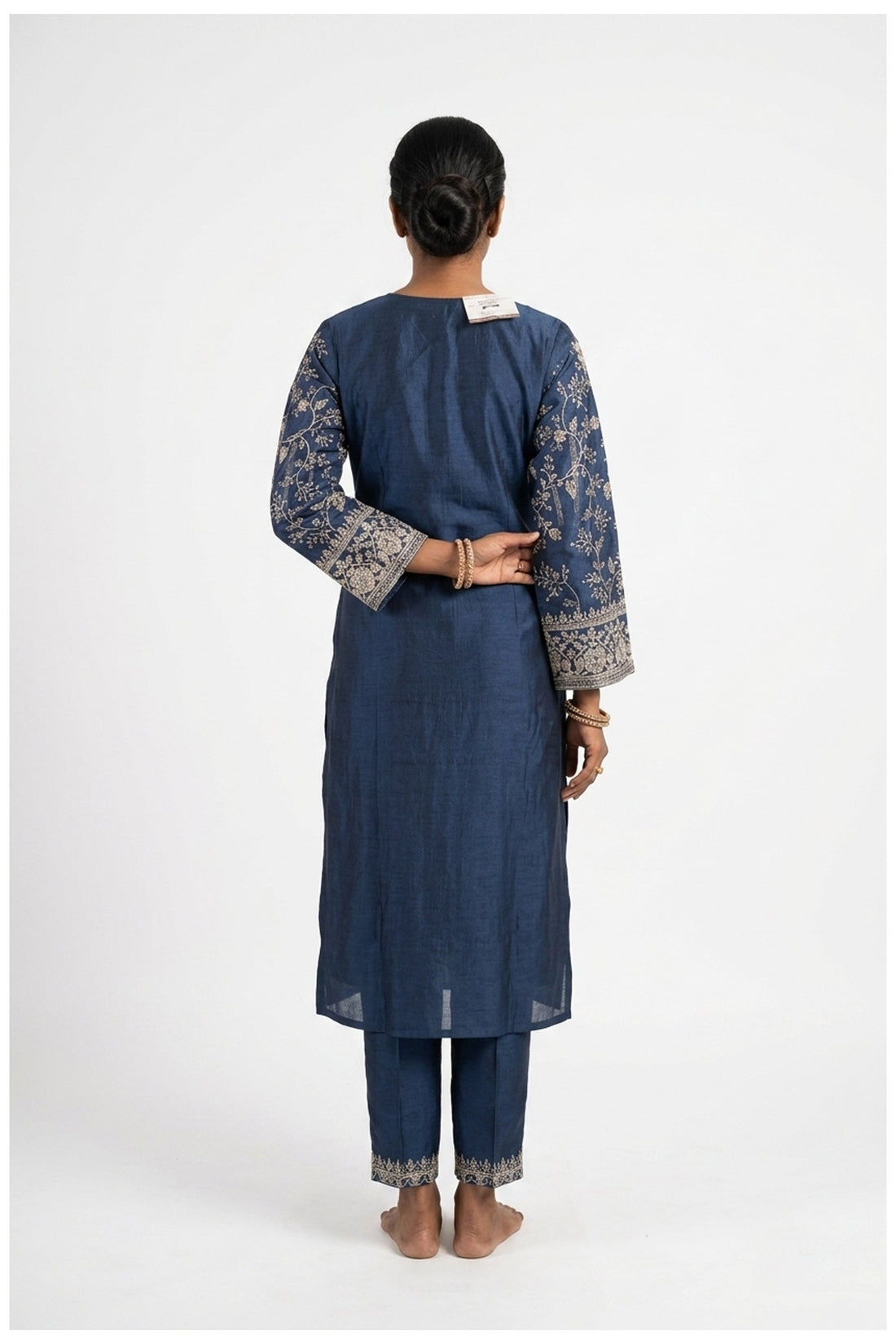 Navy Blue Embroidered Kurta Pant Set With Dupatta