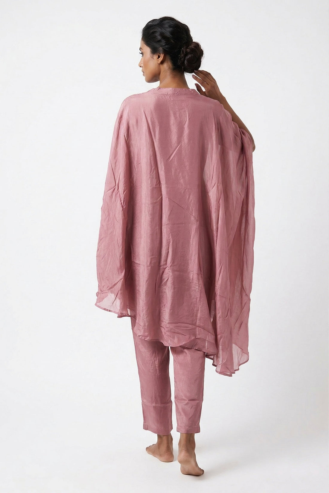 Dusty Rose Embroidered Kaftan Style Indo-Western Co-Ord Set