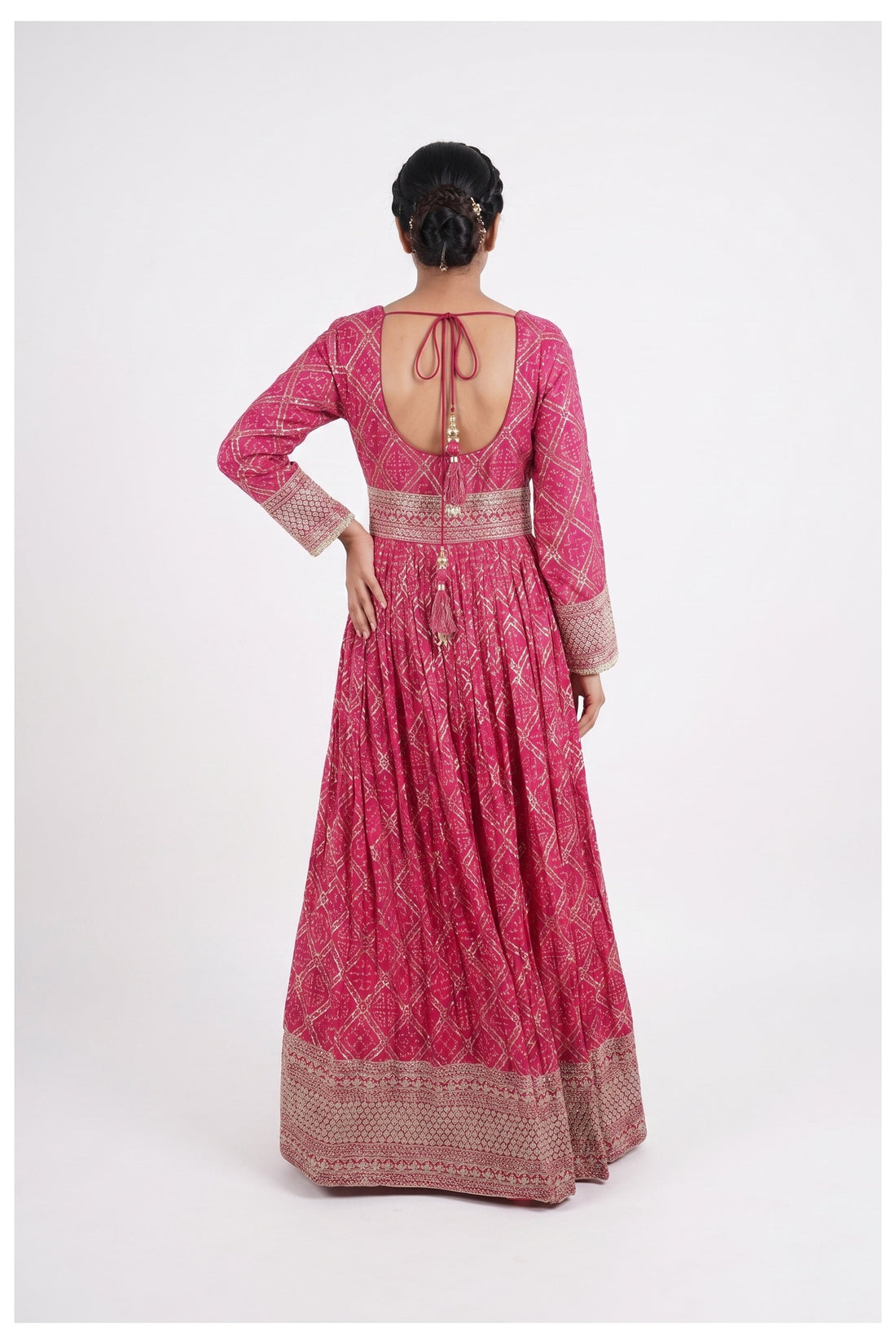 Rani Pink Embroidered Anarkali Gown Set With Dupatta
