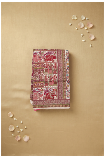 Ivory Handwork Art Silk Wedding Saree