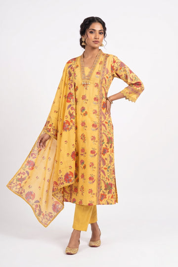 Golden Meadow Floral Kurta Set