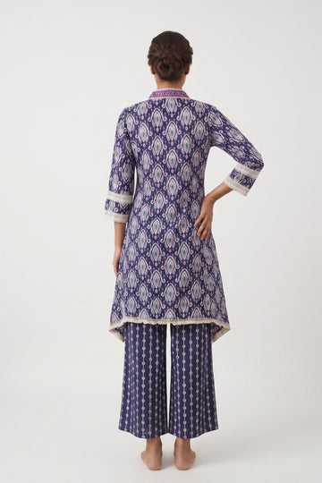 Royal Indigo Ikat Palazzo Kurta Set