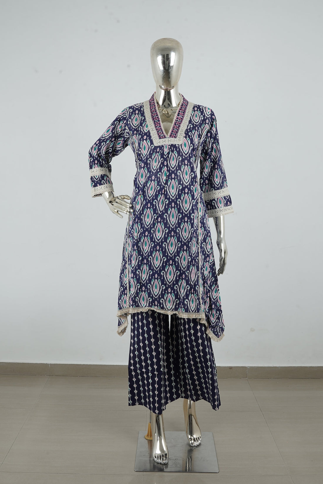 Royal Indigo Ikat Palazzo Kurta Set
