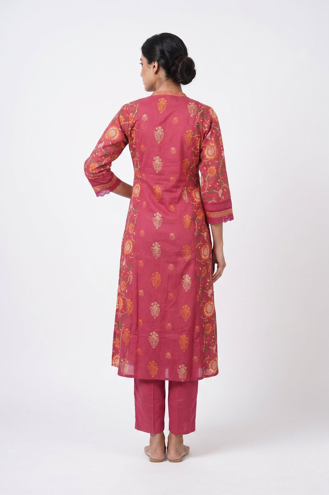 Royal Magenta Floral Ethnic Suit Set