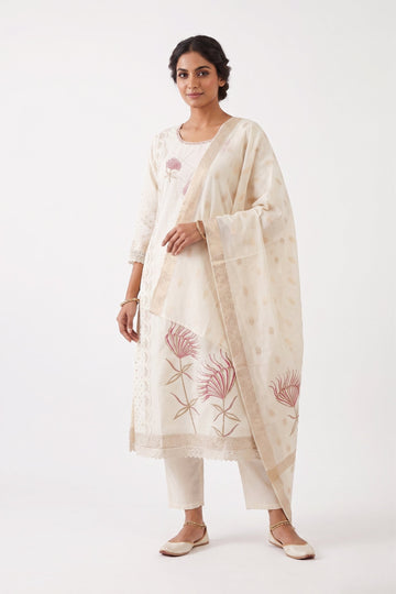 Ivory Blossom Embroidered Suit Set