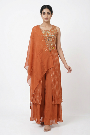 REDISH COPPER Kurta Palazzo Set with Dupatta