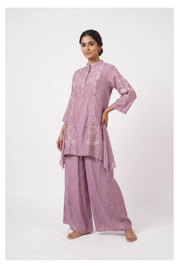 Lilac Embroidered Indo-Western Co-Ord Set