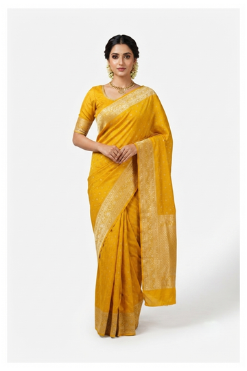 Mustard Banarasi Art Silk Haldi Saree