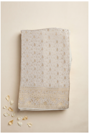Ivory Banarasi Art Silk Wedding Saree