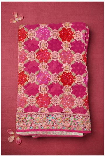 Rani Pink Banarasi Art Silk Wedding Saree