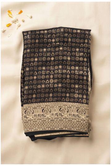 Black Banarasi Art Silk Wedding & Party Wear Saree