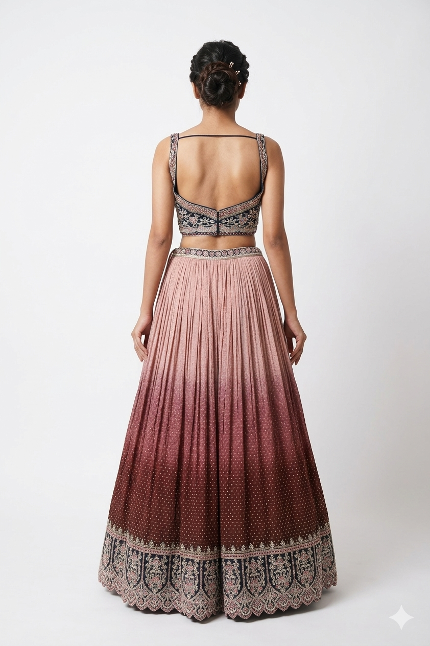 ROSE GOLD - DARK NAVY BLUE LEHENGA CHOLI