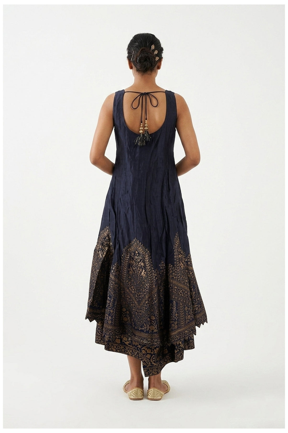 Navy Blue Embroidered Anarkali Kurta Palazzo Set With Dupatta