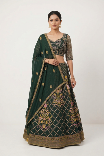 DARK GREEN LEHENGA CHOLI