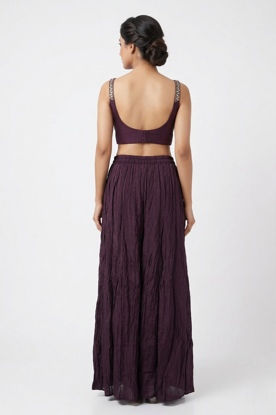 Wine Indo-Western Skirt Set