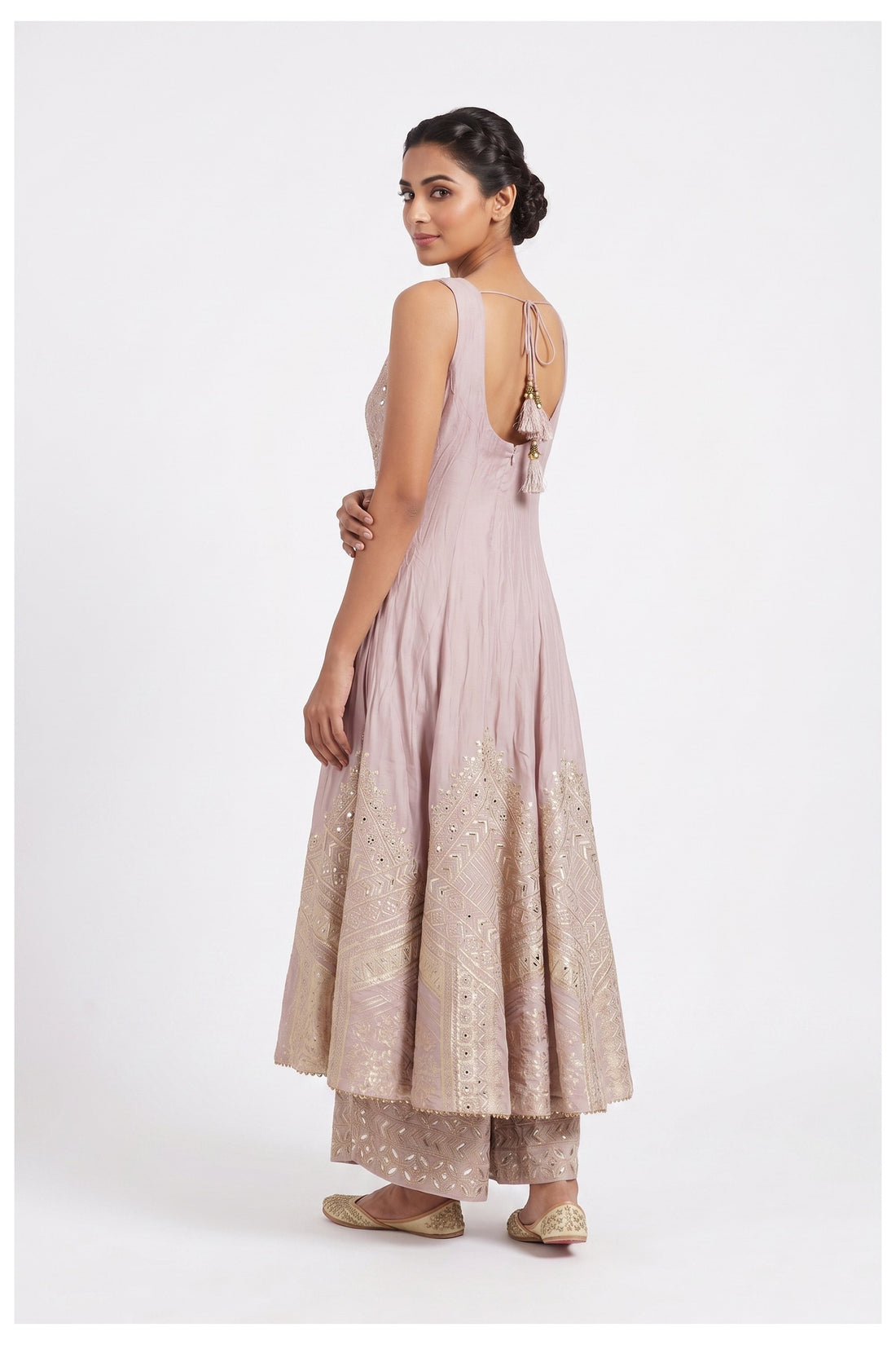 Blush Pink Embroidered Anarkali Set With Designer Dupatta