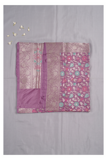 Lilac Purple Banarasi Pure Silk Wedding And Party Wear Saree