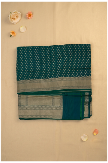 Emerald Green Banarasi Pure Silk Butta Zari Saree