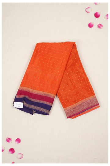 Tangelo Orange Banarasi Pure Silk Wedding & Party Wear Saree
