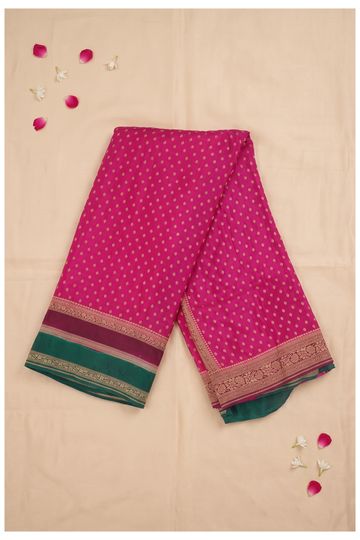 Rani Pink Pure Silk Banarasi Wedding & Party Wear Saree