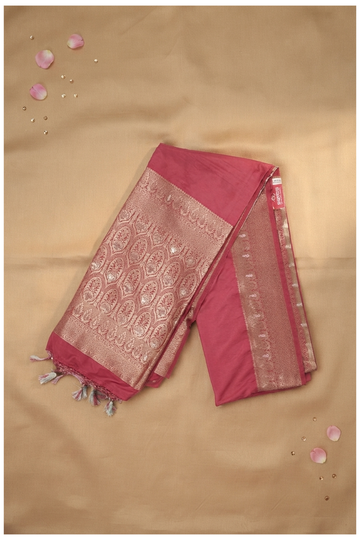 Deep Rose Banarasi Art Silk Wedding Saree