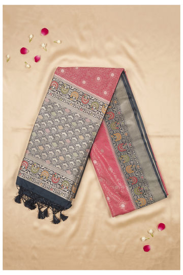 Coral Banarasi Art Silk Saree For Wedding & Party Wear