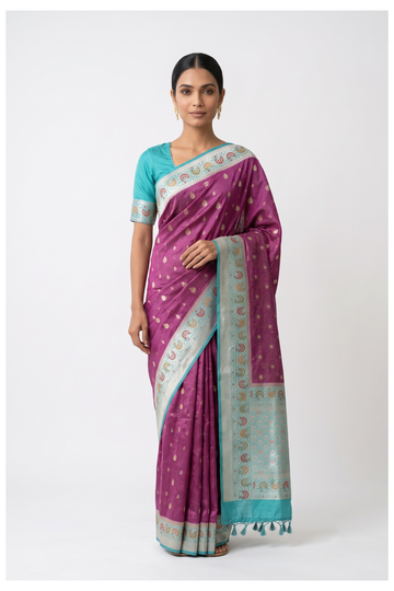 Magenta Banarasi Art Silk Wedding & Party Wear Saree