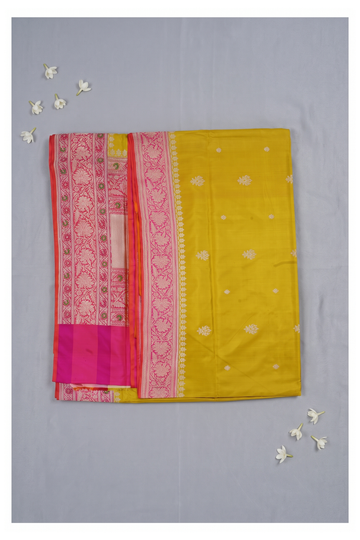 Mustard Yellow Banarasi Pure Silk Wedding & Party Wear