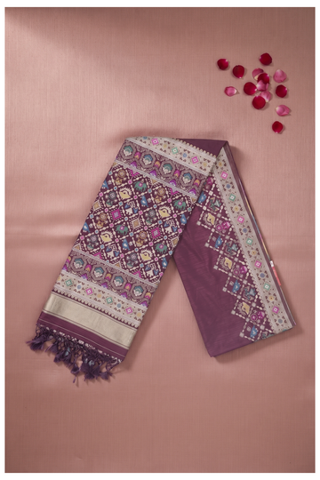 Wine Banarasi Art Silk Wedding Party Wear Saree