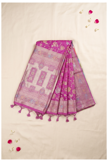 Magenta Banarasi Art Silk Wedding Party Wear Saree