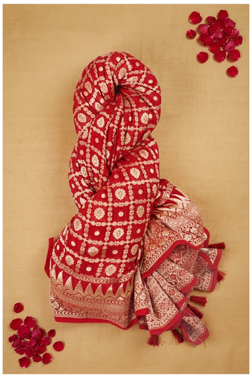 Red Banarasi Pure Silk Wedding & Party Wear Saree