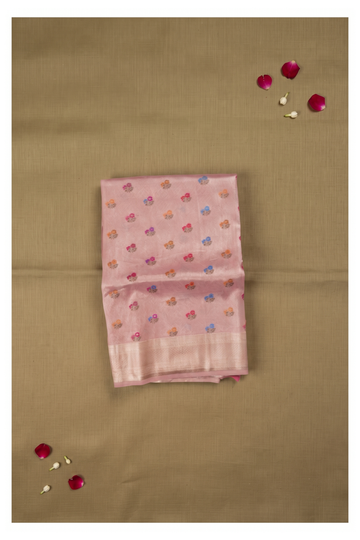 Blush Pink South Silk Tissue Wedding Party Wear Saree