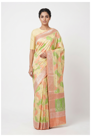 Multicolor Banarasi Silk Saree With Weaving