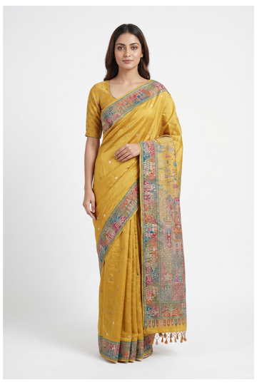 Mustard Banarasi Pure Silk Wedding & Party Wear Saree