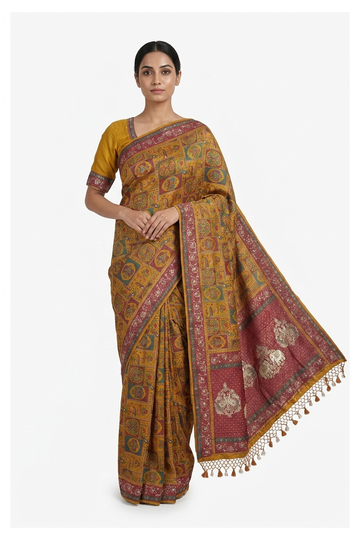 Mustard Pure Silk Banarasi Haldi Saree