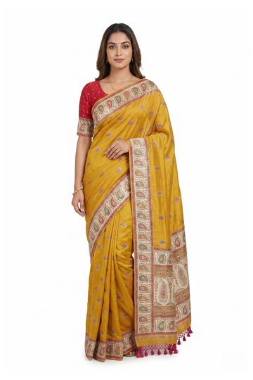 Mustard Banarasi Pure Silk Wedding & Party Wear Saree