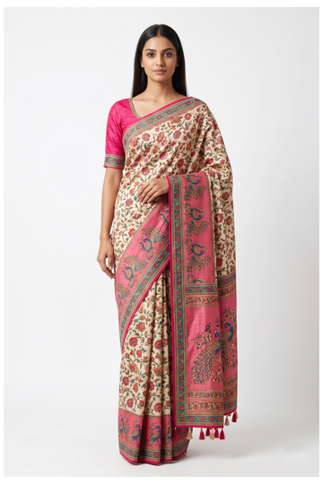 Ivory Banarasi Pure Silk Wedding Saree