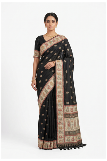 Black Banarasi Pure Silk Party Wear Saree