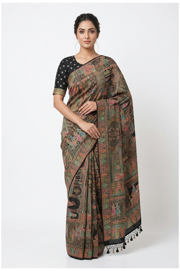 Black Banarasi Pure Silk Wedding Party Wear Saree