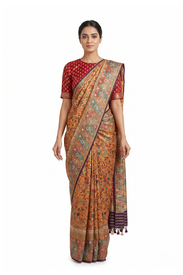 Mustard Banarasi Pure Silk Wedding & Party Wear Saree