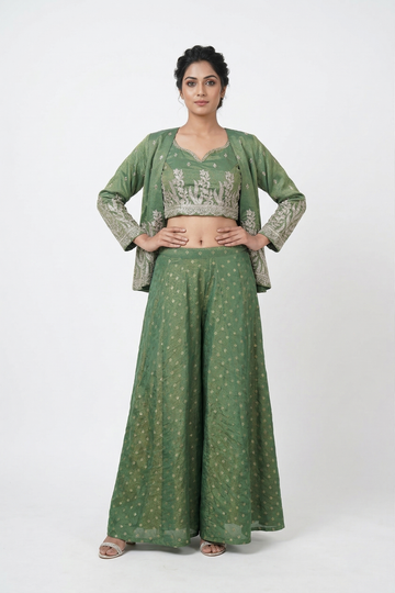 DARK OLIVE Indo-Western Skirt Set