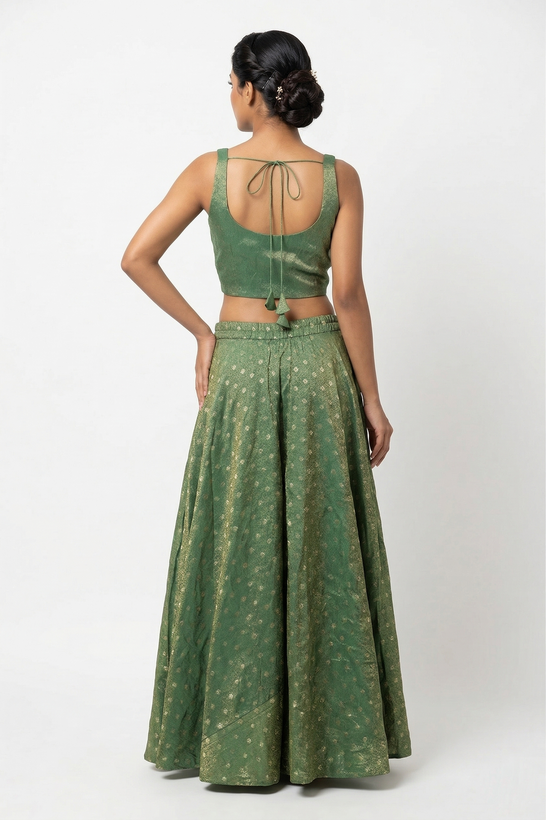 DARK OLIVE Indo-Western Skirt Set