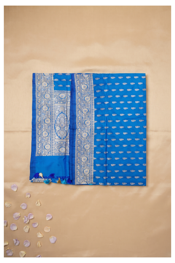Royal Blue Banarasi Pure Silk Wedding & Party Wear Saree