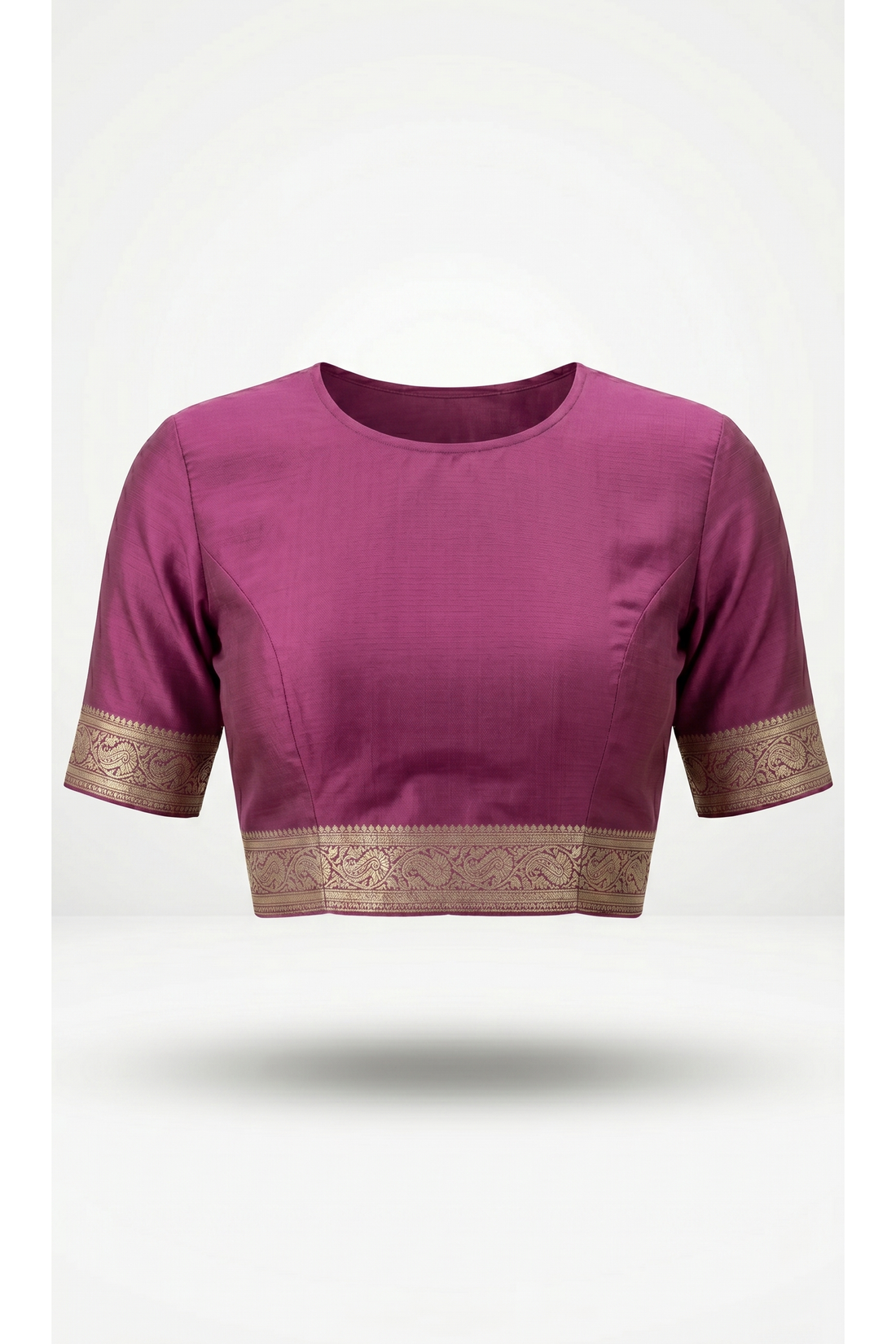 Magenta Pure Banarasi Silk Saree With Geometric Zari Jaal Weaving