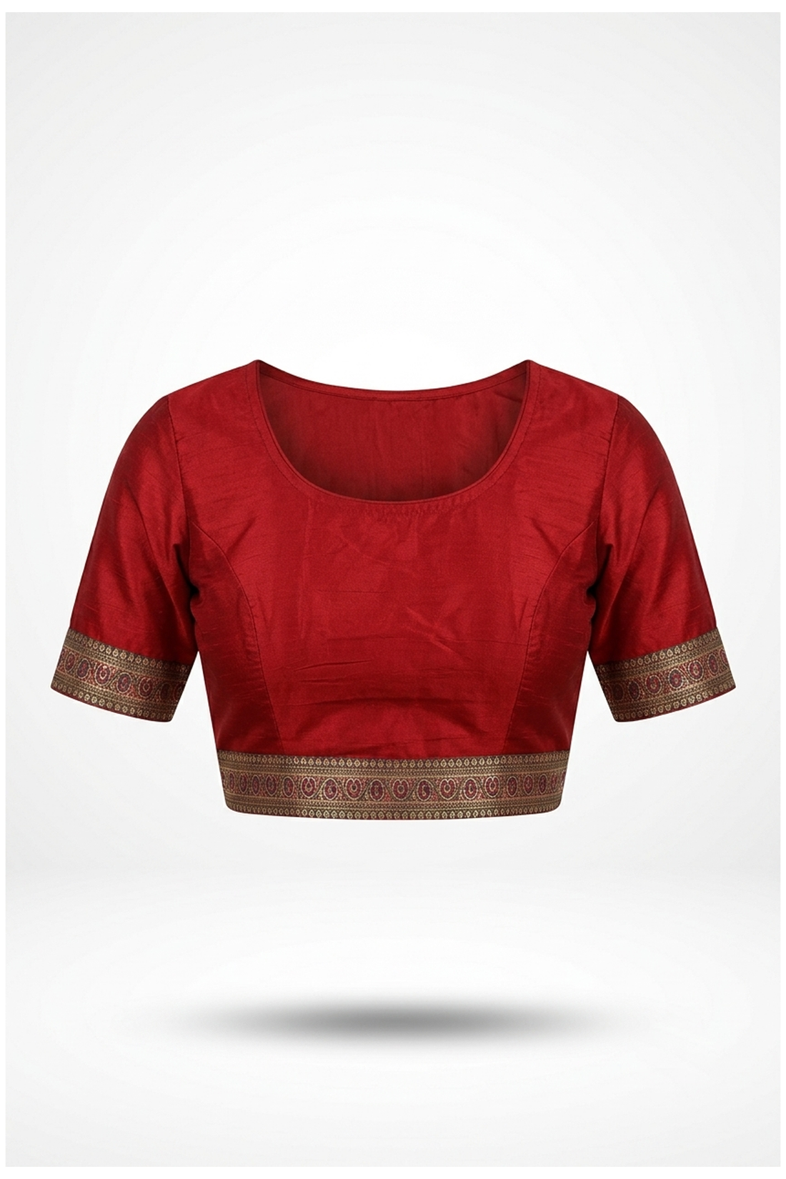 Beige & Crimson Banarasi Pure Silk Floral Jaal Saree