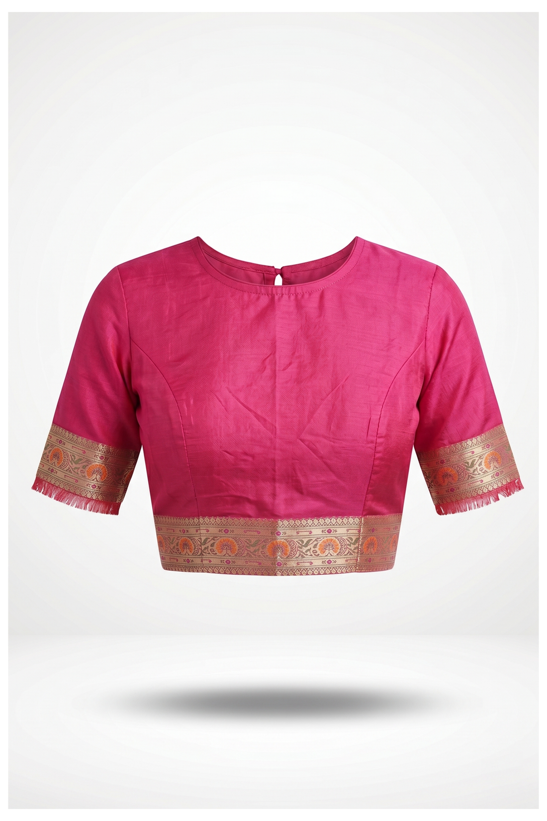 Peach Pink Pure Banarasi Silk Saree With Floral Jaal Weaving