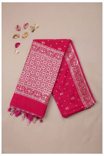 Rani Pink Banarasi Art Silk Wedding Saree