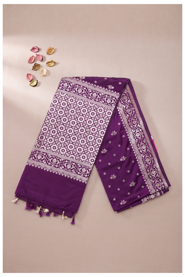 Deep Purple Banarasi Art Silk Wedding & Party Wear Saree